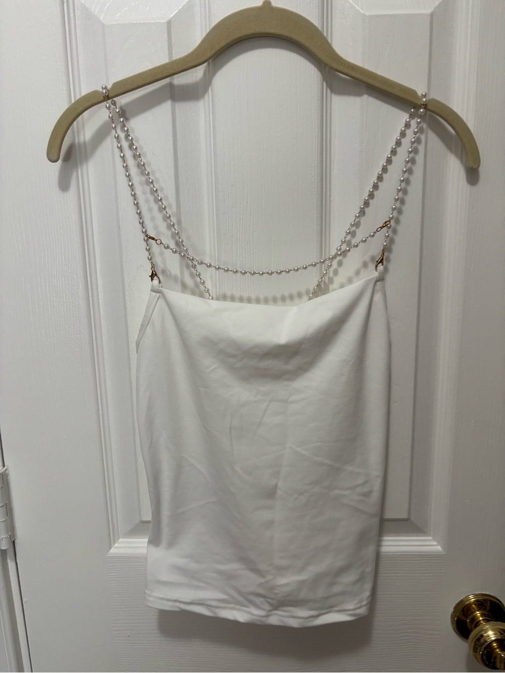 White Chain-Strap Women’s Cami Top